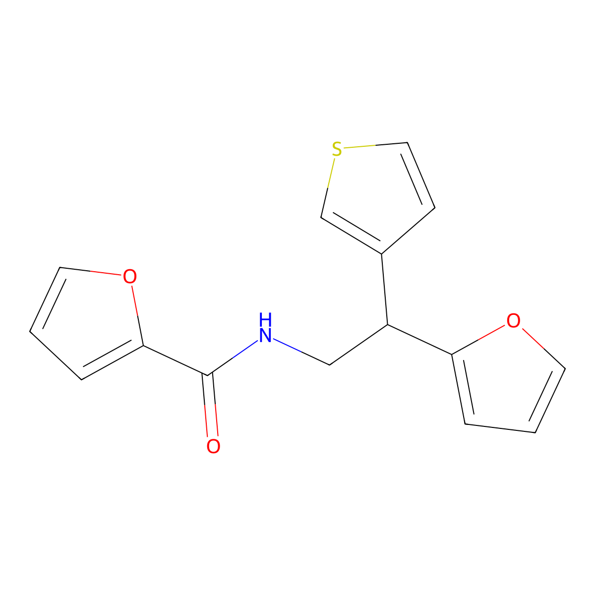 N-(2-(furan-2-yl)-2-(thiophen-3-yl)ethyl)furan-2-carboxamide molecular structure, CAS 2097857-41-3