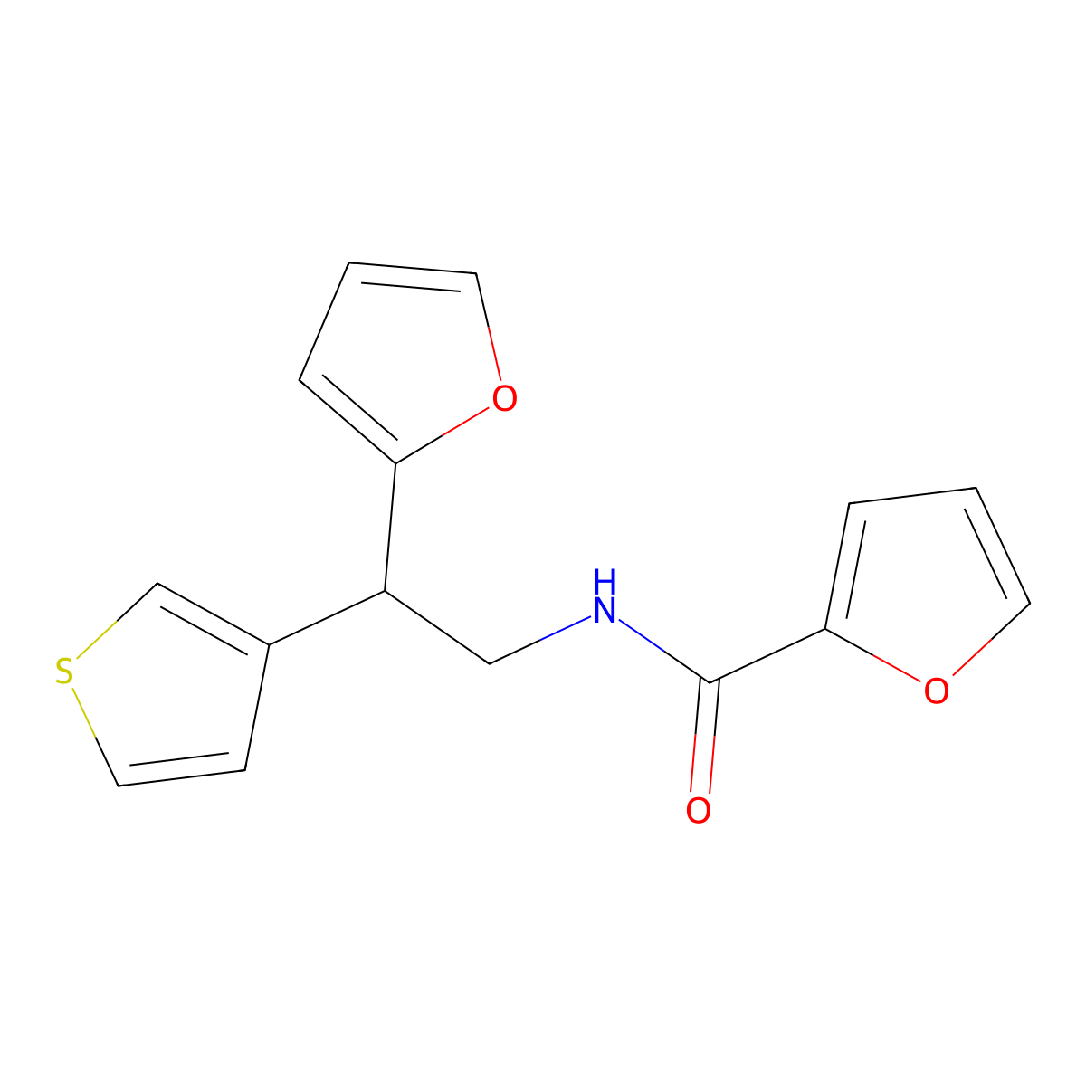 N-(2-(furan-2-yl)-2-(thiophen-3-yl)ethyl)furan-2-carboxamide molecular structure, CAS 2097857-41-3