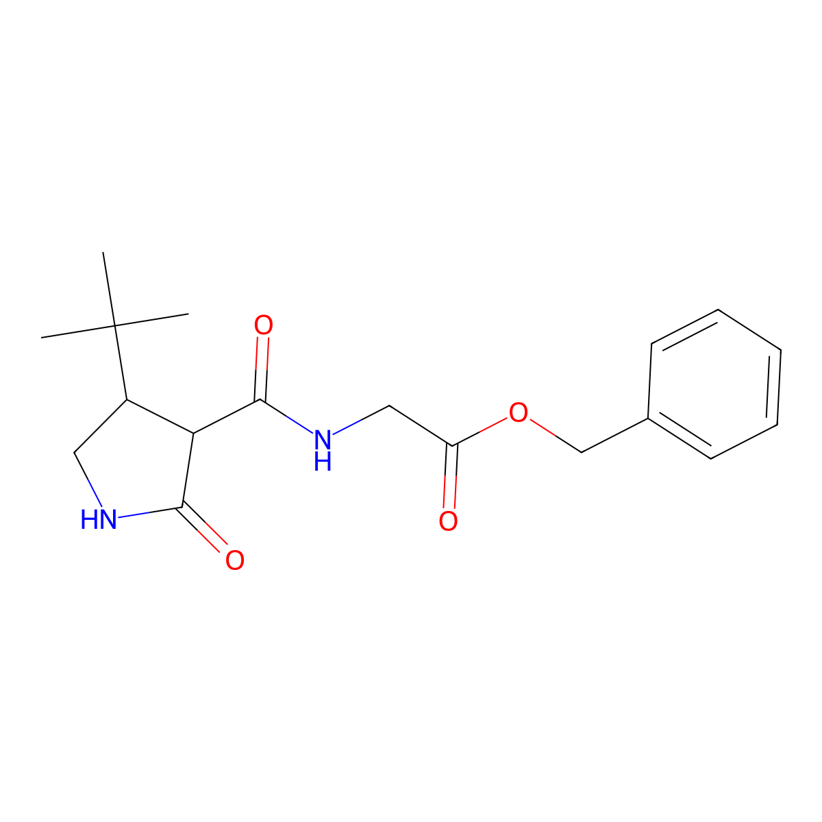 Benzyl 2-[(4-tert-butyl-2-oxopyrrolidin-3-yl)formamido]acetate molecular structure, CAS 2097857-43-5