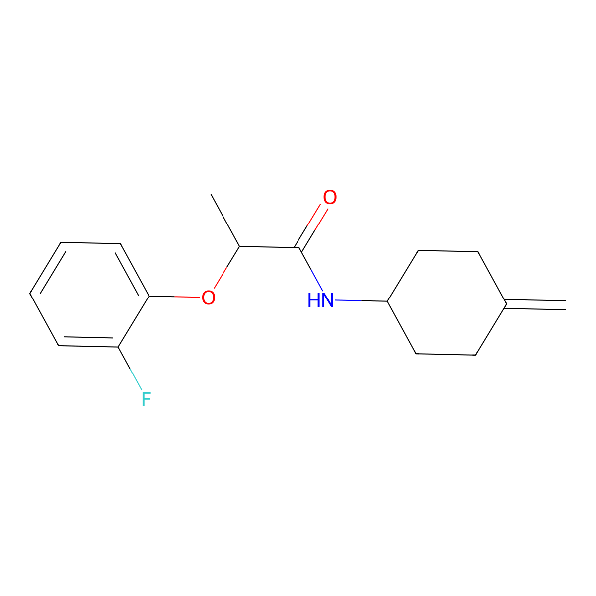 2-(2-fluorophenoxy)-N-(4-methylidenecyclohexyl)propanamide molecular structure, CAS 2097857-44-6