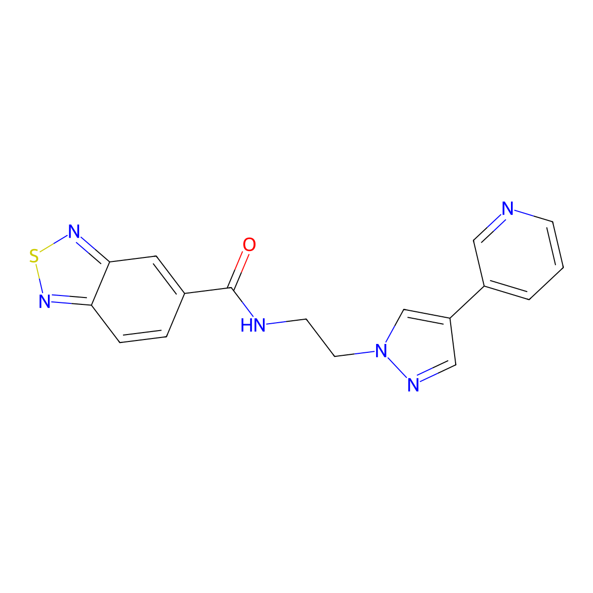 N-{2-[4-(pyridin-3-yl)-1H-pyrazol-1-yl]ethyl}-2,1,3-benzothiadiazole-5-carboxamide molecular structure, CAS 2097857-50-4