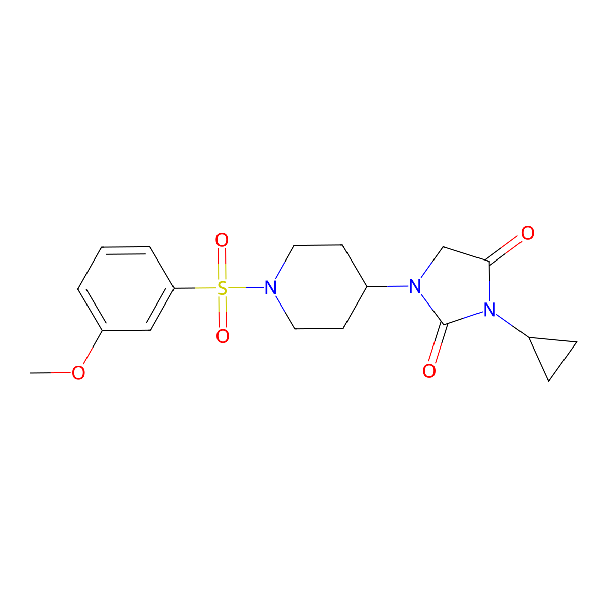 3-Cyclopropyl-1-[1-(3-methoxybenzenesulfonyl)piperidin-4-yl]imidazolidine-2,4-dione molecular structure, CAS 2097857-51-5