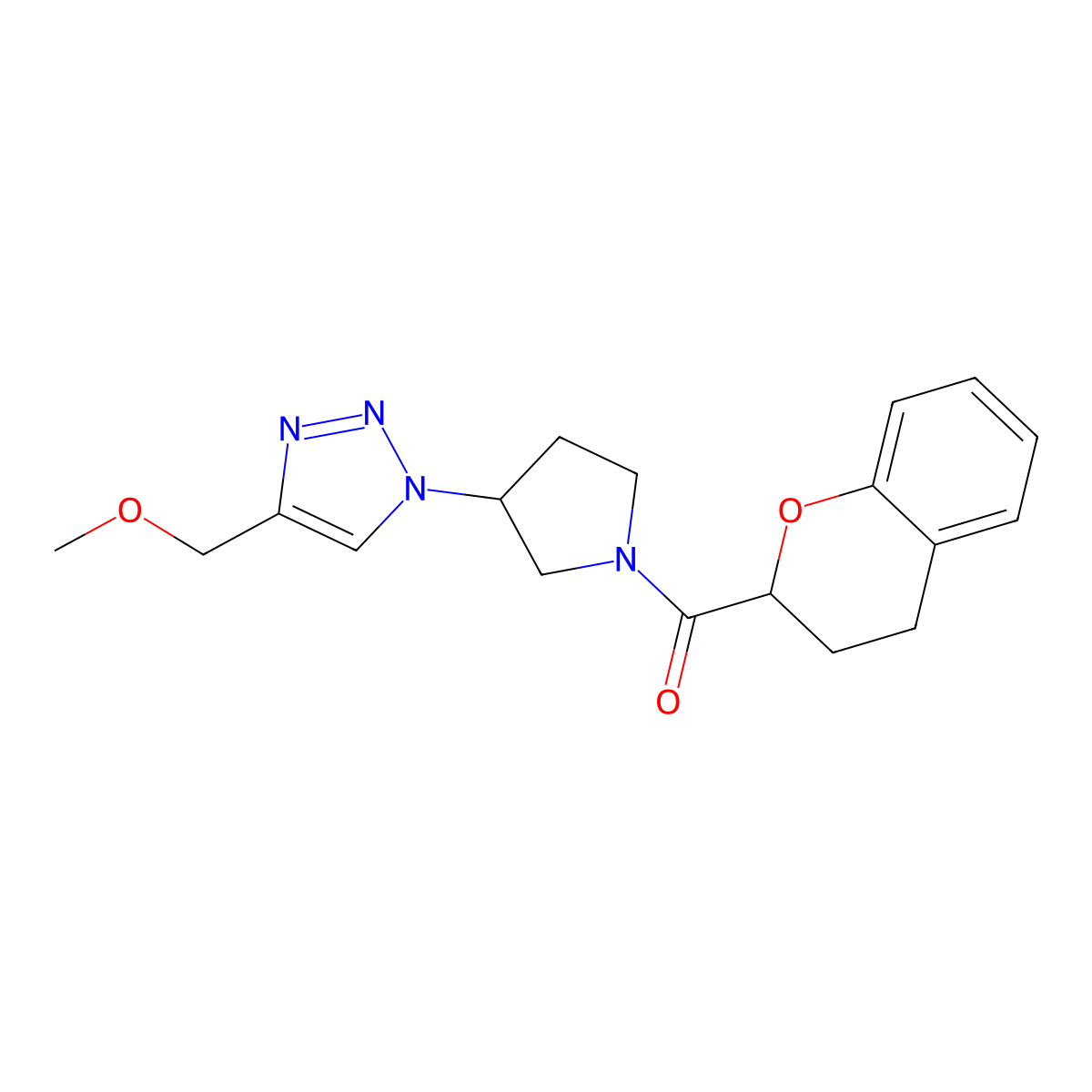 1-[1-(3,4-dihydro-2H-1-benzopyran-2-carbonyl)pyrrolidin-3-yl]-4-(methoxymethyl)-1H-1,2,3-triazole molecular structure, CAS 2097857-60-6