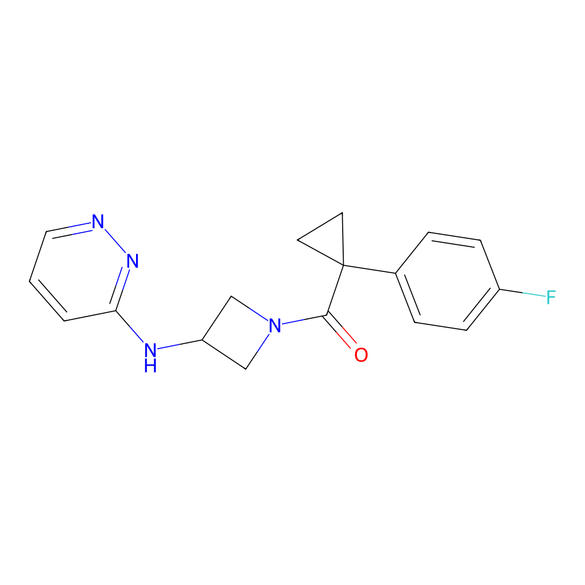 N-{1-[1-(4-fluorophenyl)cyclopropanecarbonyl]azetidin-3-yl}pyridazin-3-amine molecular structure, CAS 2097857-61-7