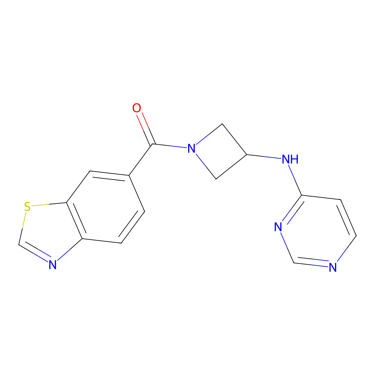 N-[1-(1,3-benzothiazole-6-carbonyl)azetidin-3-yl]pyrimidin-4-amine molecular structure, CAS 2097857-64-0
