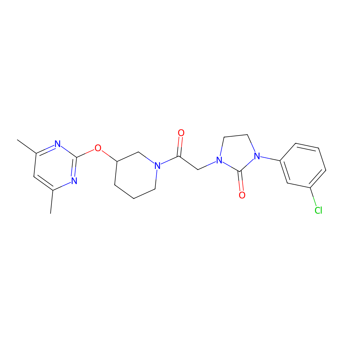 1-(3-Chlorophenyl)-3-(2-{3-[(4,6-dimethylpyrimidin-2-yl)oxy]piperidin-1-yl}-2-oxoethyl)imidazolidin-2-one molecular structure, CAS 2097857-72-0