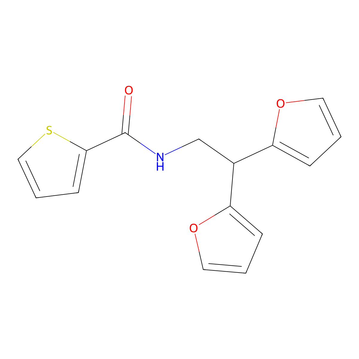 N-[2,2-bis(furan-2-yl)ethyl]thiophene-2-carboxamide molecular structure, CAS 2097857-73-1