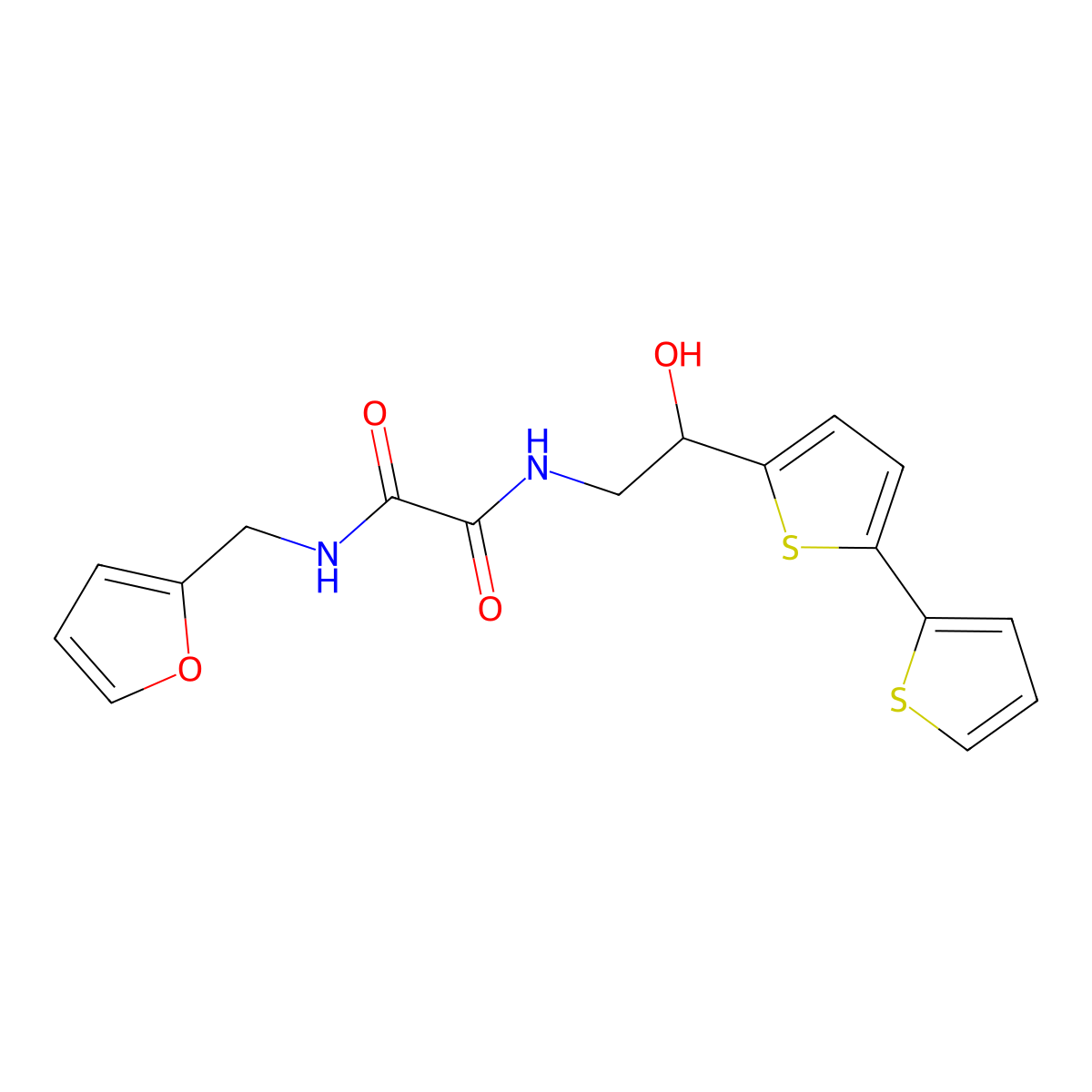 N-(2-{[2,2'-bithiophene]-5-yl}-2-hydroxyethyl)-N'-[(furan-2-yl)methyl]ethanediamide molecular structure, CAS 2097857-74-2