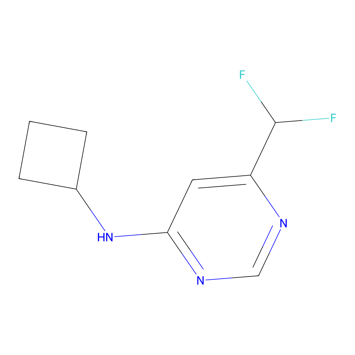 N-cyclobutyl-6-(difluoromethyl)pyrimidin-4-amine molecular structure, CAS 2097857-76-4
