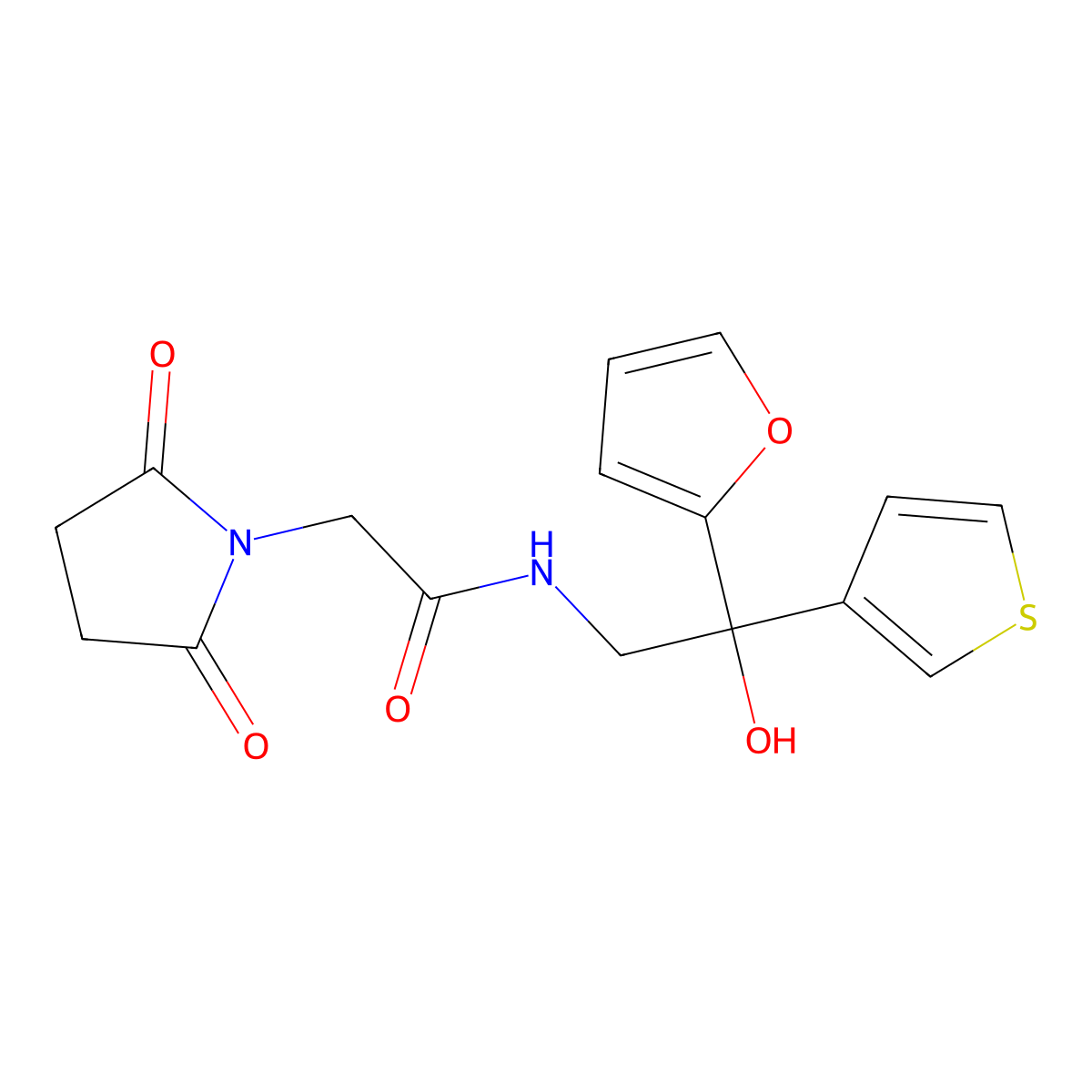 2-(2,5-dioxopyrrolidin-1-yl)-N-[2-(furan-2-yl)-2-hydroxy-2-(thiophen-3-yl)ethyl]acetamide molecular structure, CAS 2097857-79-7