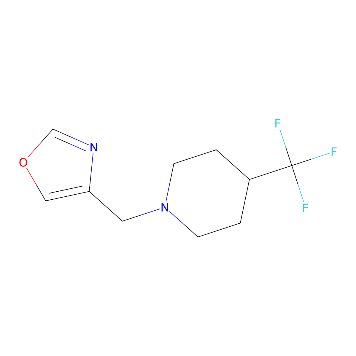 1-[(1,3-Oxazol-4-yl)methyl]-4-(trifluoromethyl)piperidine molecular structure, CAS 2097857-89-9