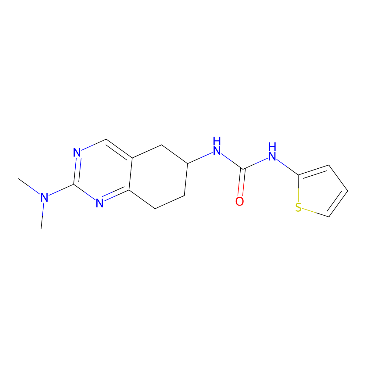 1-[2-(Dimethylamino)-5,6,7,8-tetrahydroquinazolin-6-yl]-3-(thiophen-2-yl)urea molecular structure, CAS 2097857-91-3