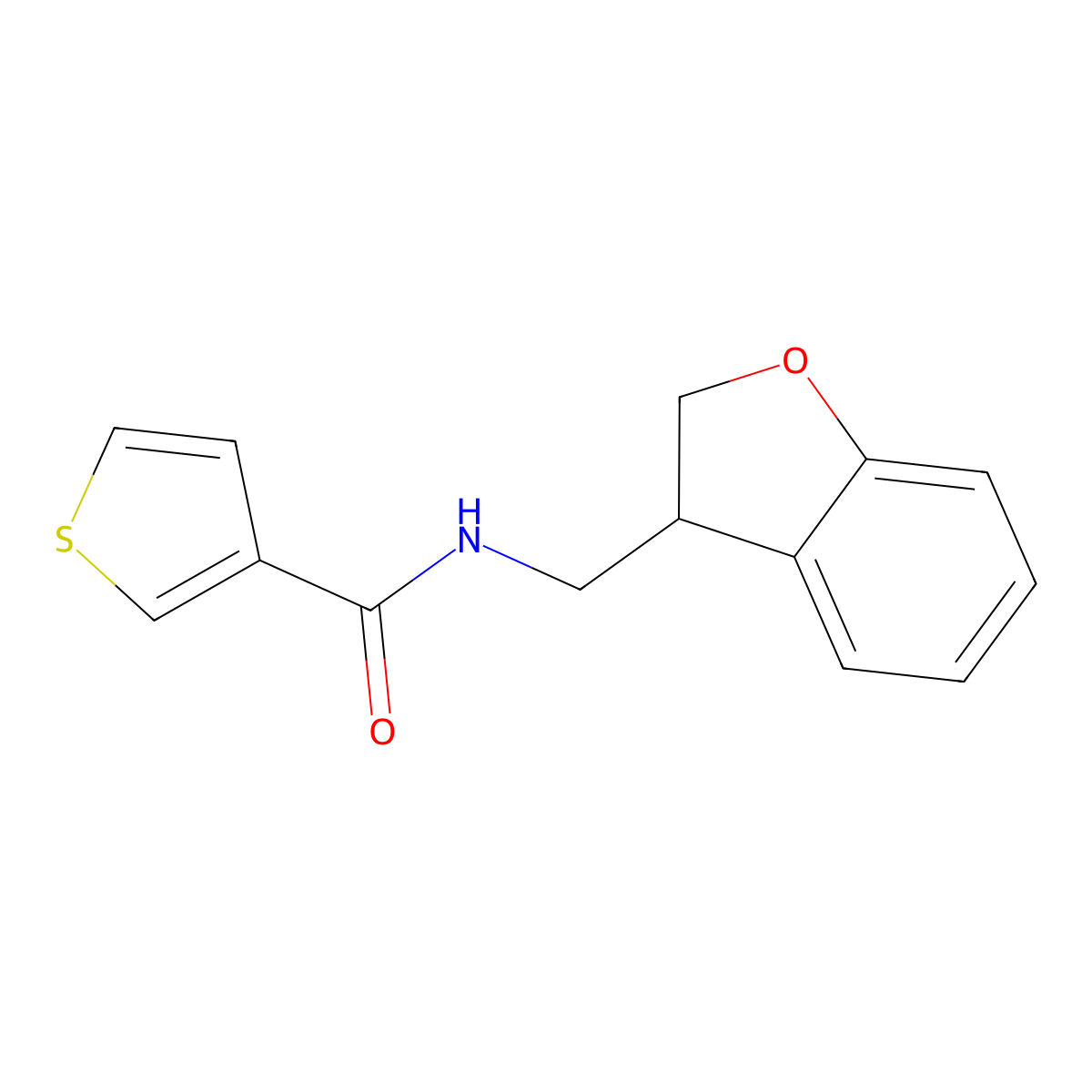 N-[(2,3-dihydro-1-benzofuran-3-yl)methyl]thiophene-3-carboxamide molecular structure, CAS 2097857-92-4