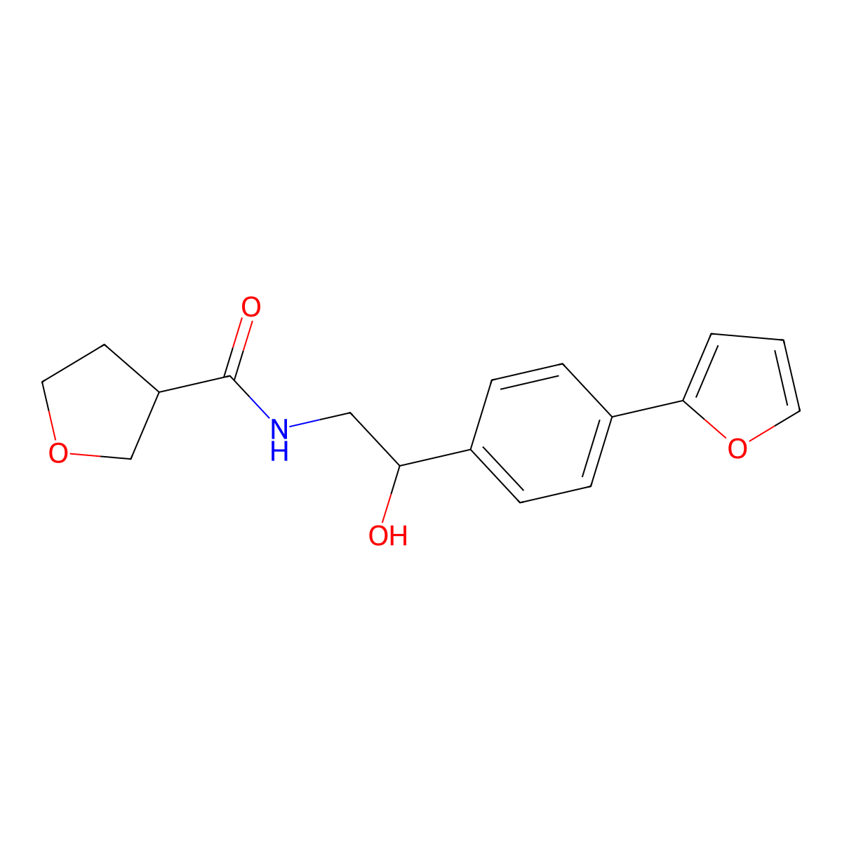 N-{2-[4-(furan-2-yl)phenyl]-2-hydroxyethyl}oxolane-3-carboxamide molecular structure, CAS 2097857-96-8