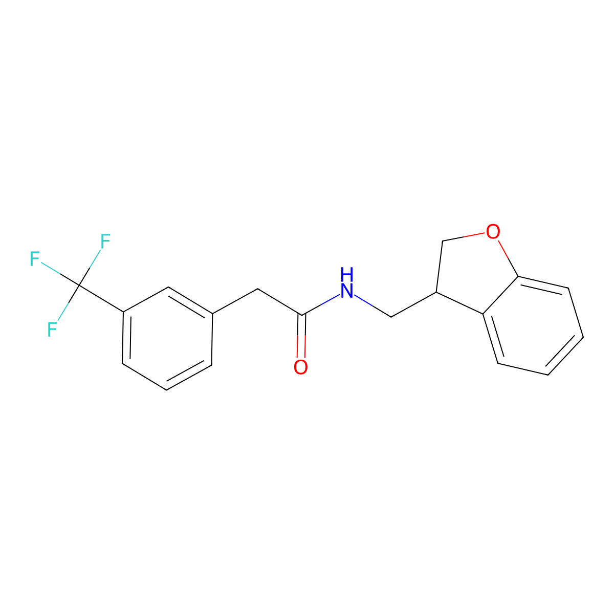 N-[(2,3-dihydro-1-benzofuran-3-yl)methyl]-2-[3-(trifluoromethyl)phenyl]acetamide molecular structure, CAS 2097857-98-0
