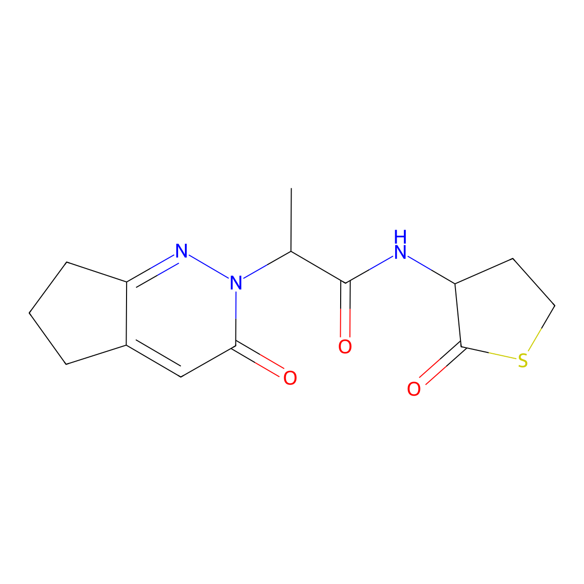 2-(3-oxo-3,5,6,7-tetrahydro-2H-cyclopenta[c]pyridazin-2-yl)-N-(2-oxotetrahydrothiophen-3-yl)propanamide molecular structure, CAS 2097857-99-1