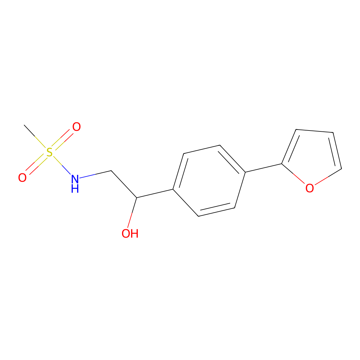 N-{2-[4-(furan-2-yl)phenyl]-2-hydroxyethyl}methanesulfonamide molecular structure, CAS 2097858-00-7