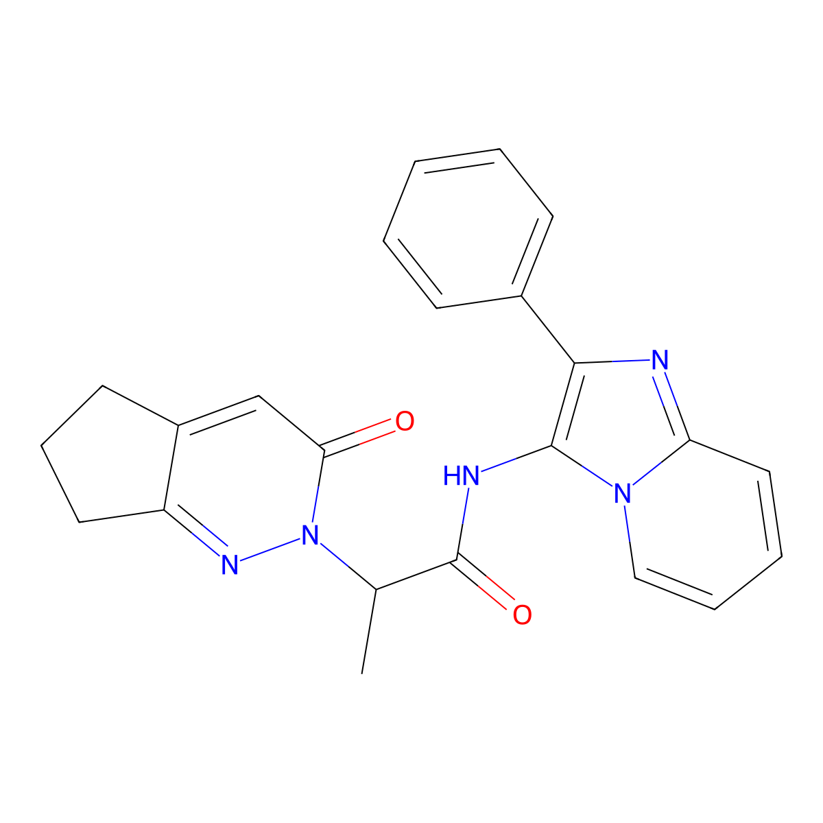 2-(3-oxo-3,5,6,7-tetrahydro-2H-cyclopenta[c]pyridazin-2-yl)-N-(2-phenylimidazo[1,2-a]pyridin-3-yl)propanamide molecular structure, CAS 2097858-05-2
