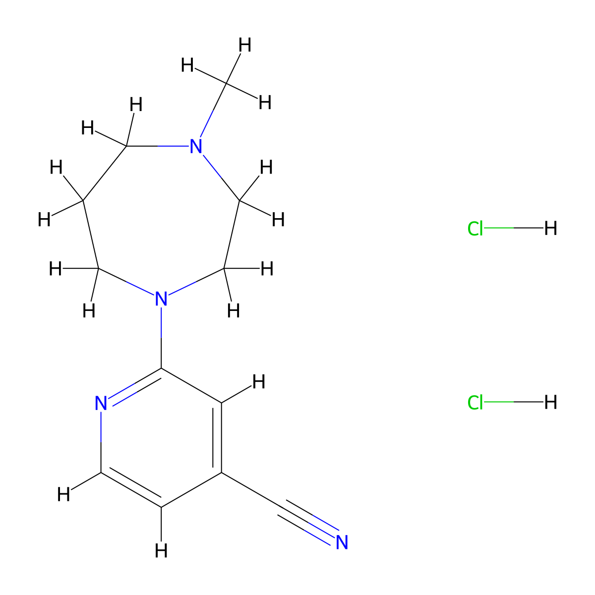 2-(4-Methyl-1,4-diazepan-1-yl)pyridine-4-carbonitrile dihydrochloride molecular structure, CAS 2097858-08-5