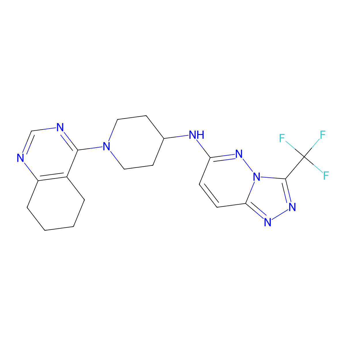 1-(5,6,7,8-tetrahydroquinazolin-4-yl)-N-[3-(trifluoromethyl)-[1,2,4]triazolo[4,3-b]pyridazin-6-yl]piperidin-4-amine molecular structure, CAS 2097858-09-6