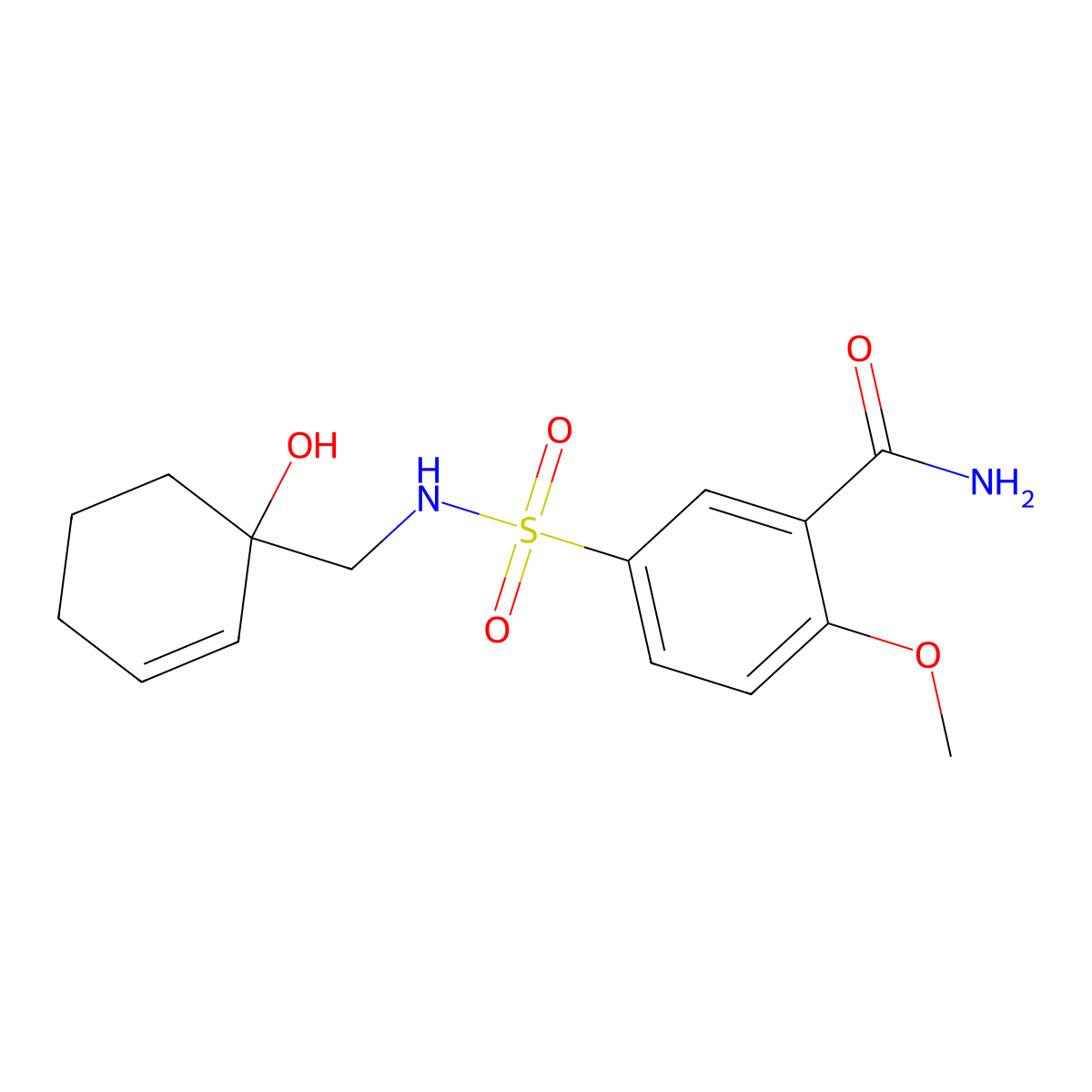 5-{[(1-Hydroxycyclohex-2-en-1-yl)methyl]sulfamoyl}-2-methoxybenzamide molecular structure, CAS 2097858-17-6