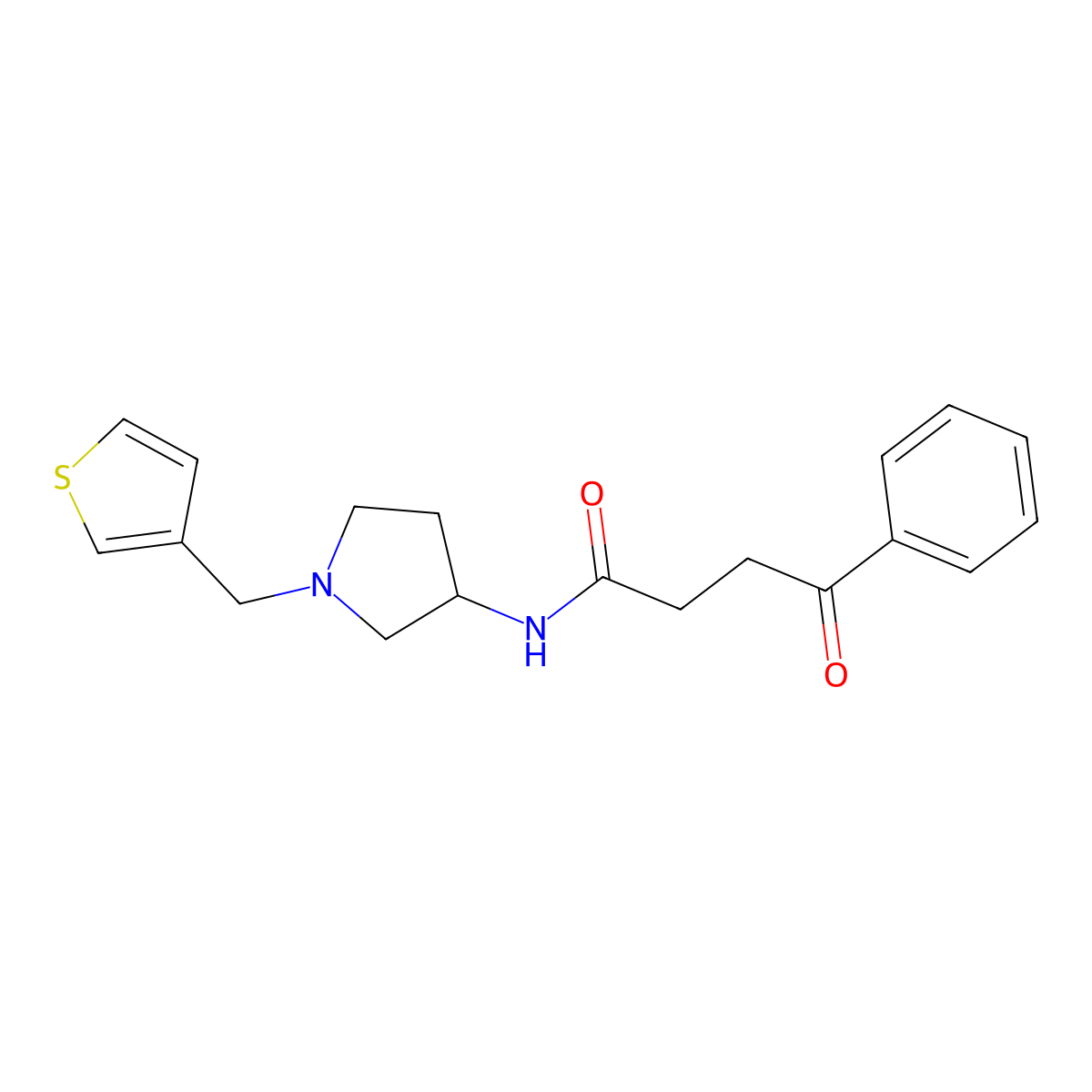4-oxo-4-phenyl-N-{1-[(thiophen-3-yl)methyl]pyrrolidin-3-yl}butanamide molecular structure, CAS 2097858-22-3