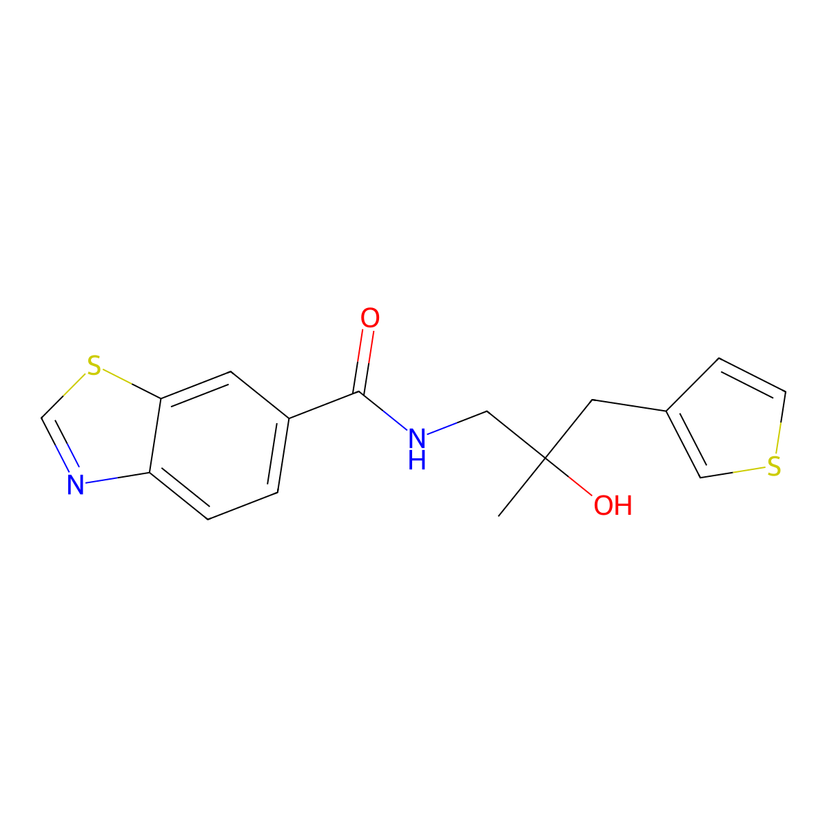 N-[2-hydroxy-2-methyl-3-(thiophen-3-yl)propyl]-1,3-benzothiazole-6-carboxamide molecular structure, CAS 2097858-23-4