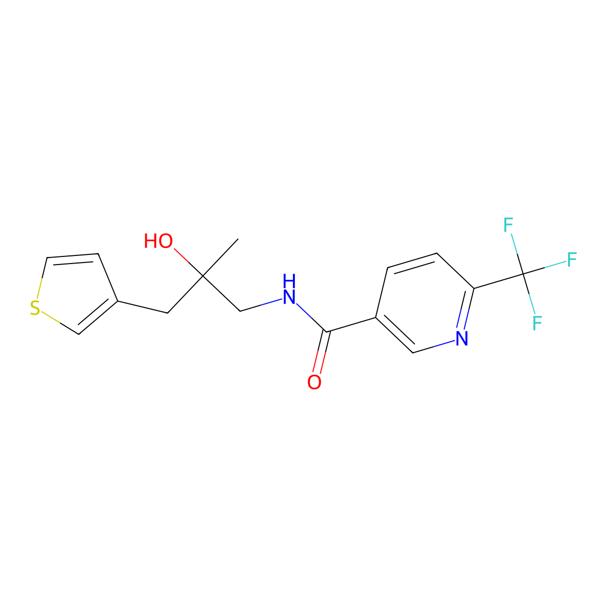 N-{2-hydroxy-2-[(thiophen-3-yl)methyl]propyl}-6-(trifluoromethyl)pyridine-3-carboxamide molecular structure, CAS 2097858-31-4
