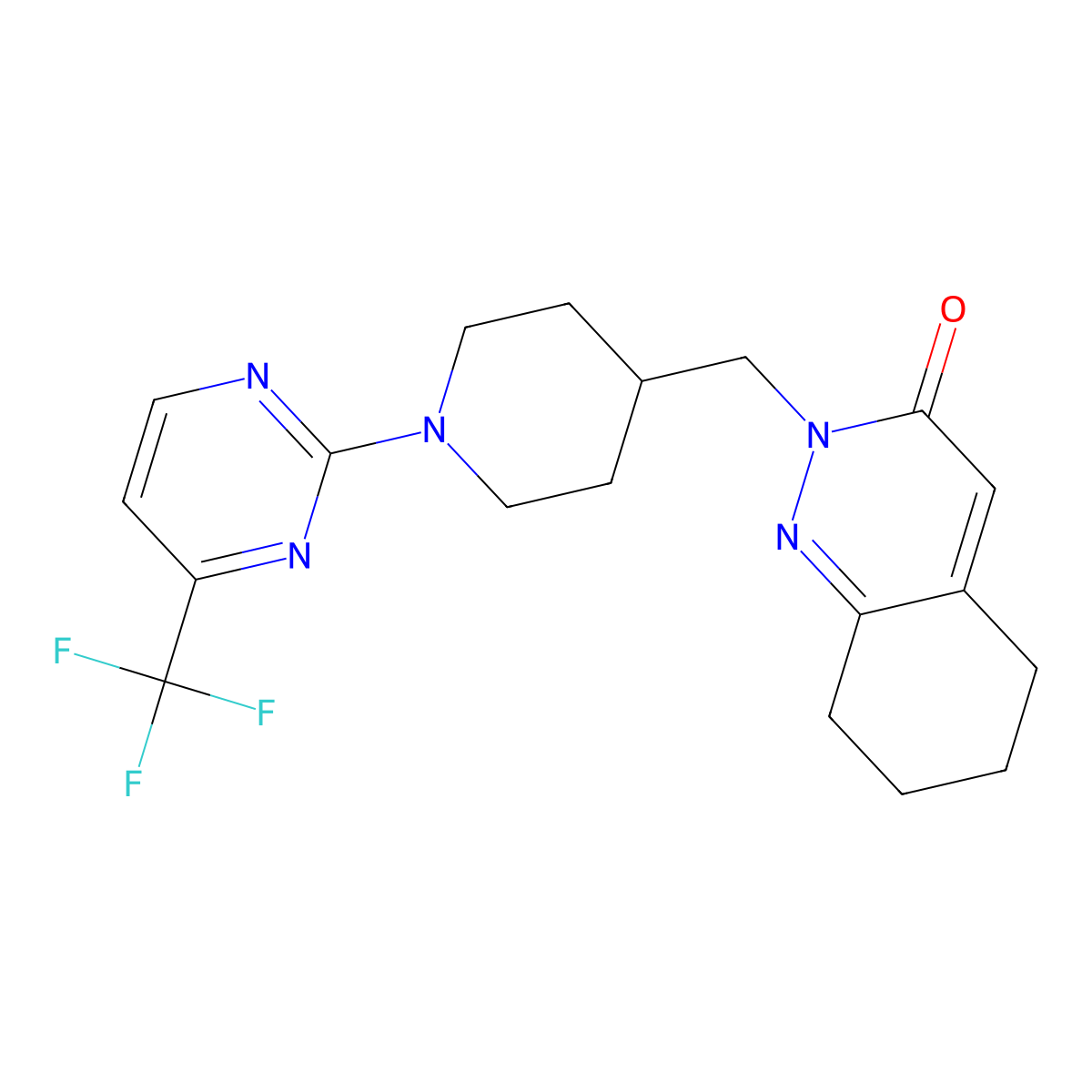 2-({1-[4-(Trifluoromethyl)pyrimidin-2-yl]piperidin-4-yl}methyl)-2,3,5,6,7,8-hexahydrocinnolin-3-one molecular structure, CAS 2097858-37-0