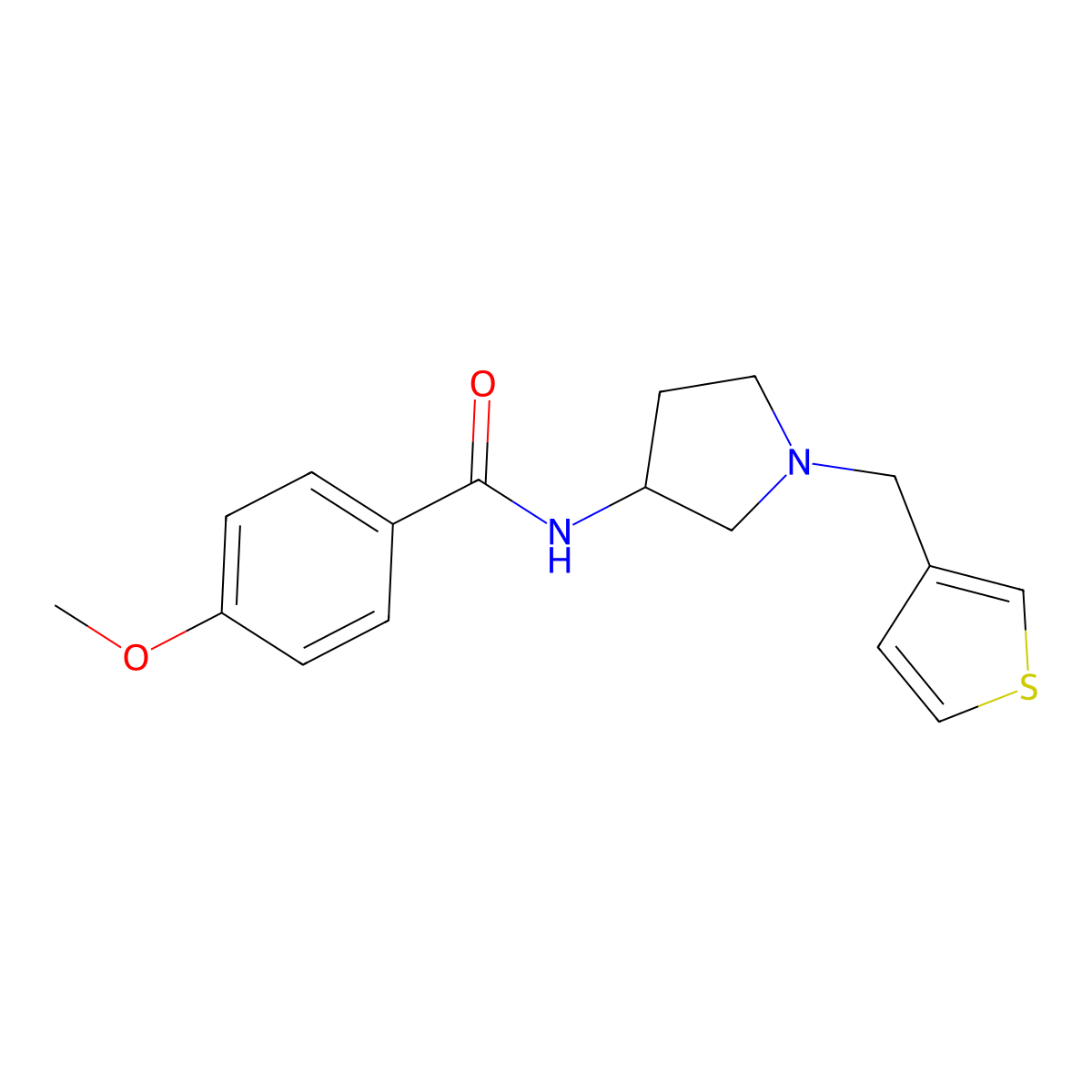 4-methoxy-N-{1-[(thiophen-3-yl)methyl]pyrrolidin-3-yl}benzamide molecular structure, CAS 2097858-40-5