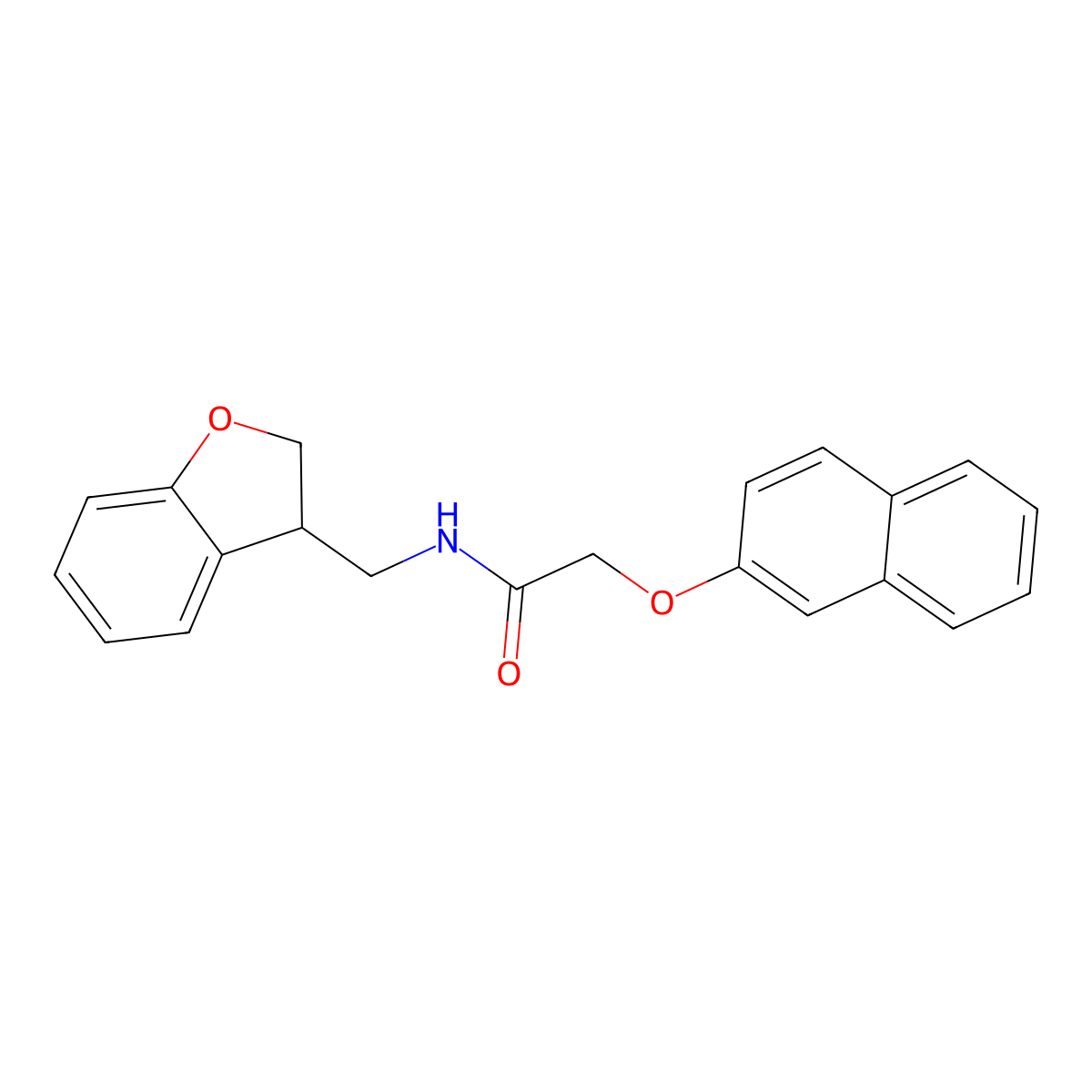 N-[(2,3-dihydro-1-benzofuran-3-yl)methyl]-2-(naphthalen-2-yloxy)acetamide molecular structure, CAS 2097858-42-7