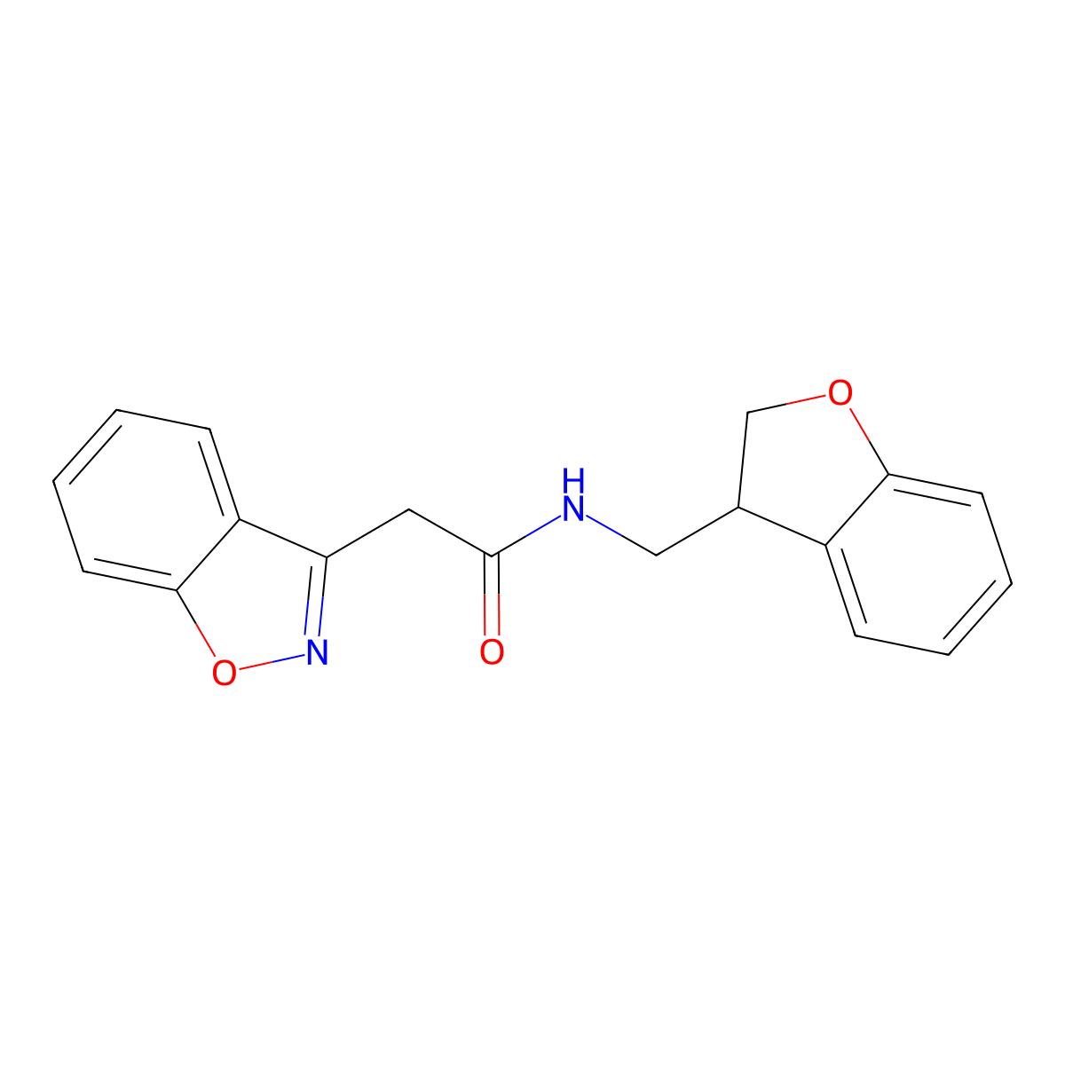 2-(1,2-benzoxazol-3-yl)-N-[(2,3-dihydro-1-benzofuran-3-yl)methyl]acetamide molecular structure, CAS 2097858-46-1