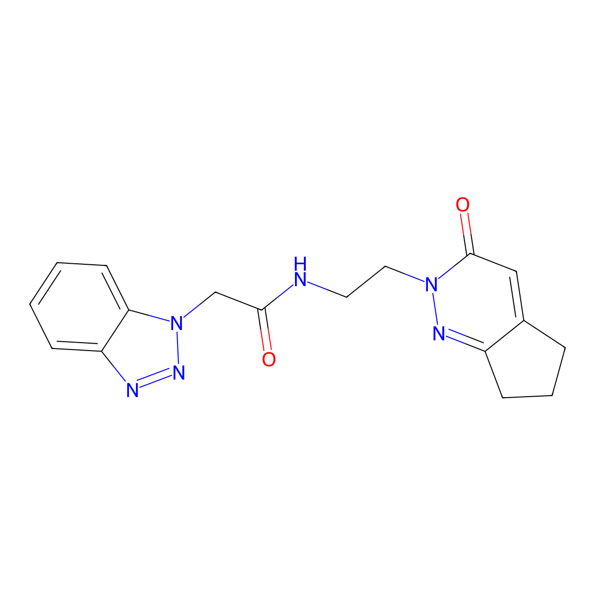 2-(1H-benzo[d][1,2,3]triazol-1-yl)-N-(2-(3-oxo-3,5,6,7-tetrahydro-2H-cyclopenta[c]pyridazin-2-yl)ethyl)acetamide molecular structure, CAS 2097858-57-4