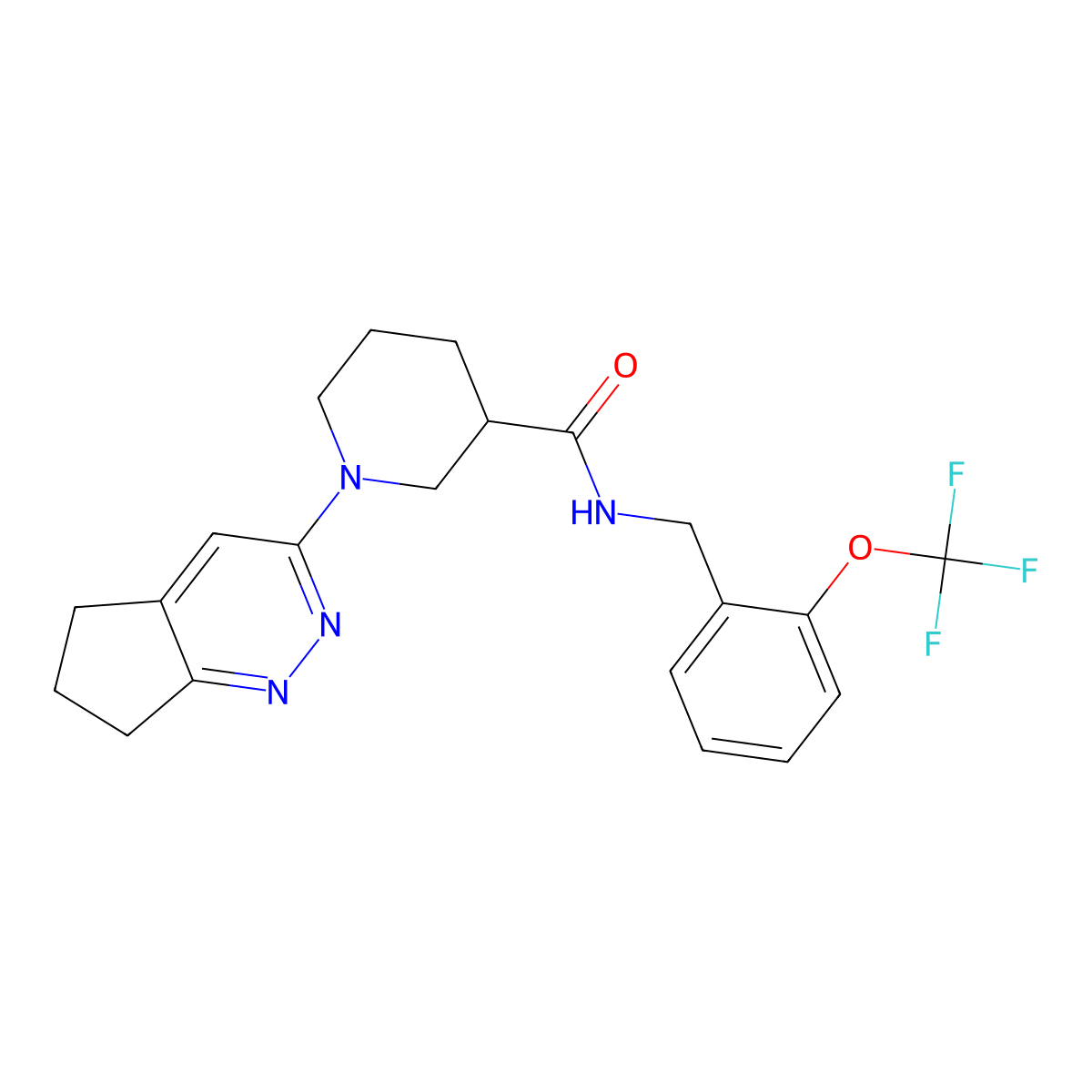1-{5H,6H,7H-cyclopenta[c]pyridazin-3-yl}-N-{[2-(trifluoromethoxy)phenyl]methyl}piperidine-3-carboxamide molecular structure, CAS 2097858-58-5