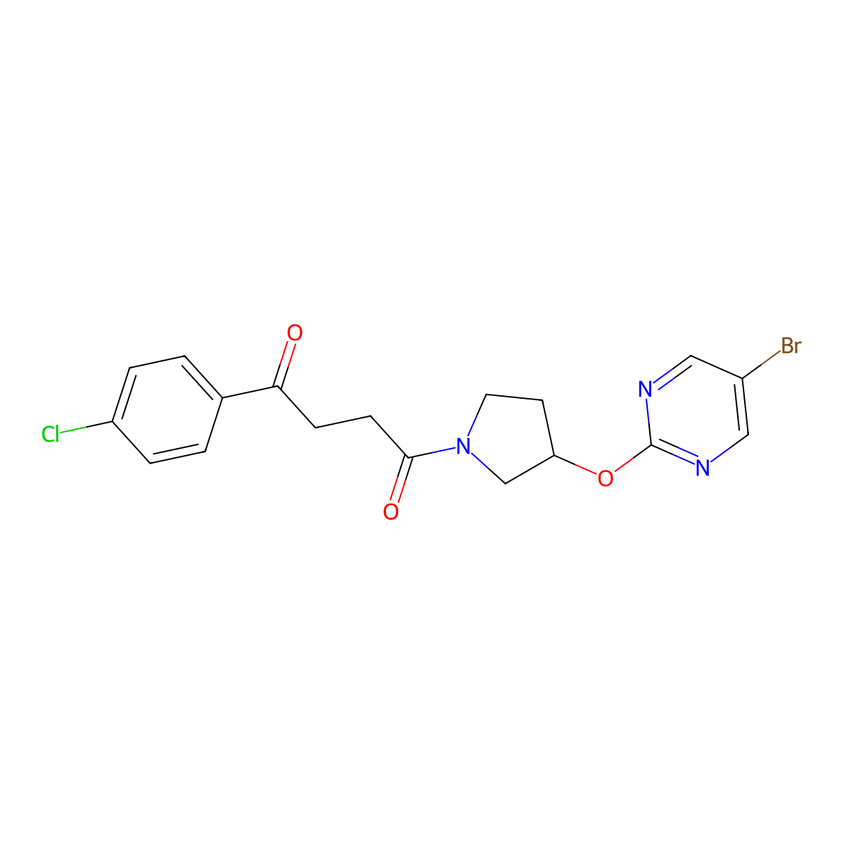 1-{3-[(5-Bromopyrimidin-2-yl)oxy]pyrrolidin-1-yl}-4-(4-chlorophenyl)butane-1,4-dione molecular structure, CAS 2097858-59-6