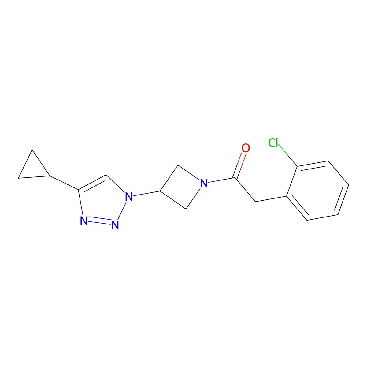 2-(2-chlorophenyl)-1-(3-(4-cyclopropyl-1H-1,2,3-triazol-1-yl)azetidin-1-yl)ethanone molecular structure, CAS 2097858-61-0