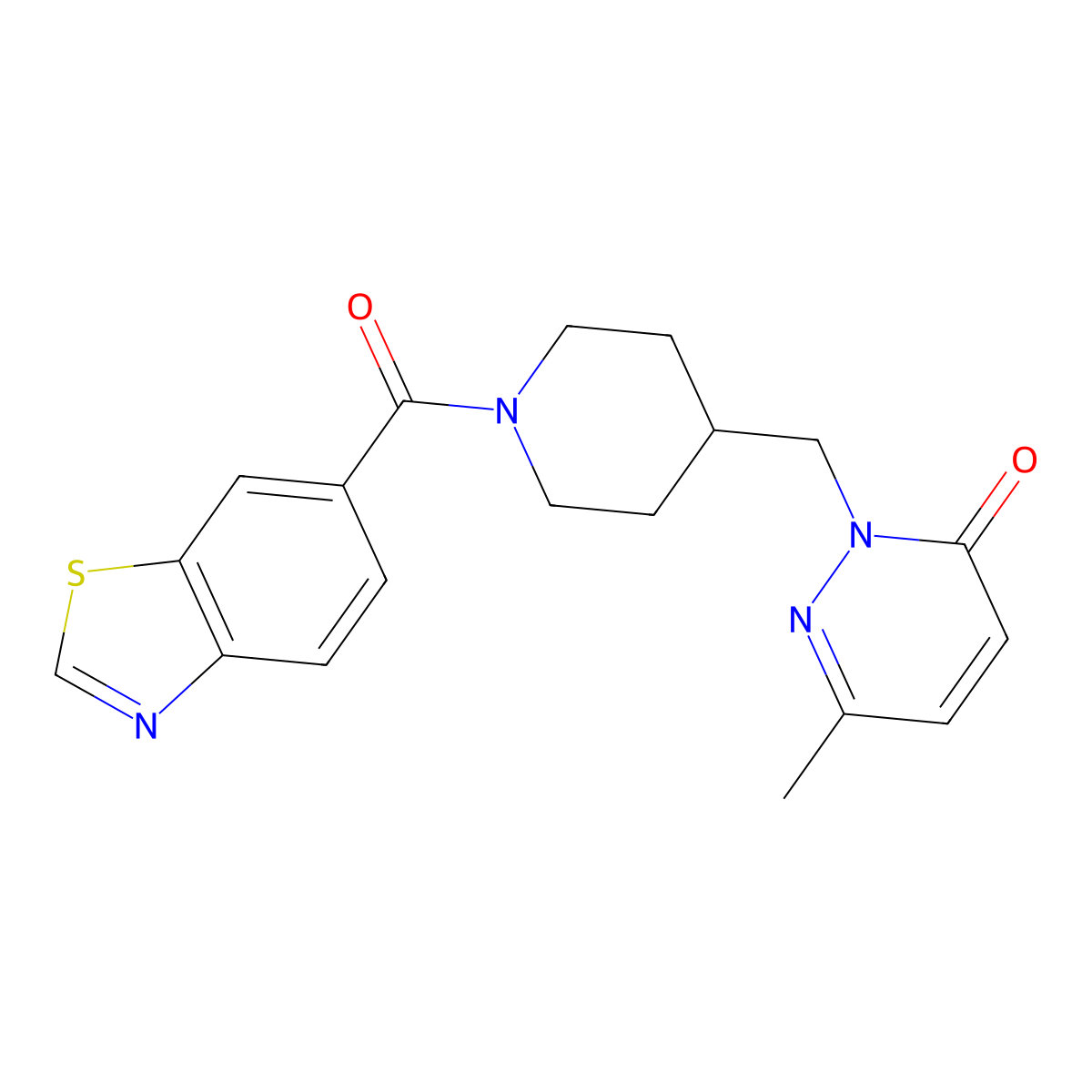 2-{[1-(1,3-Benzothiazole-6-carbonyl)piperidin-4-yl]methyl}-6-methyl-2,3-dihydropyridazin-3-one molecular structure, CAS 2097858-63-2