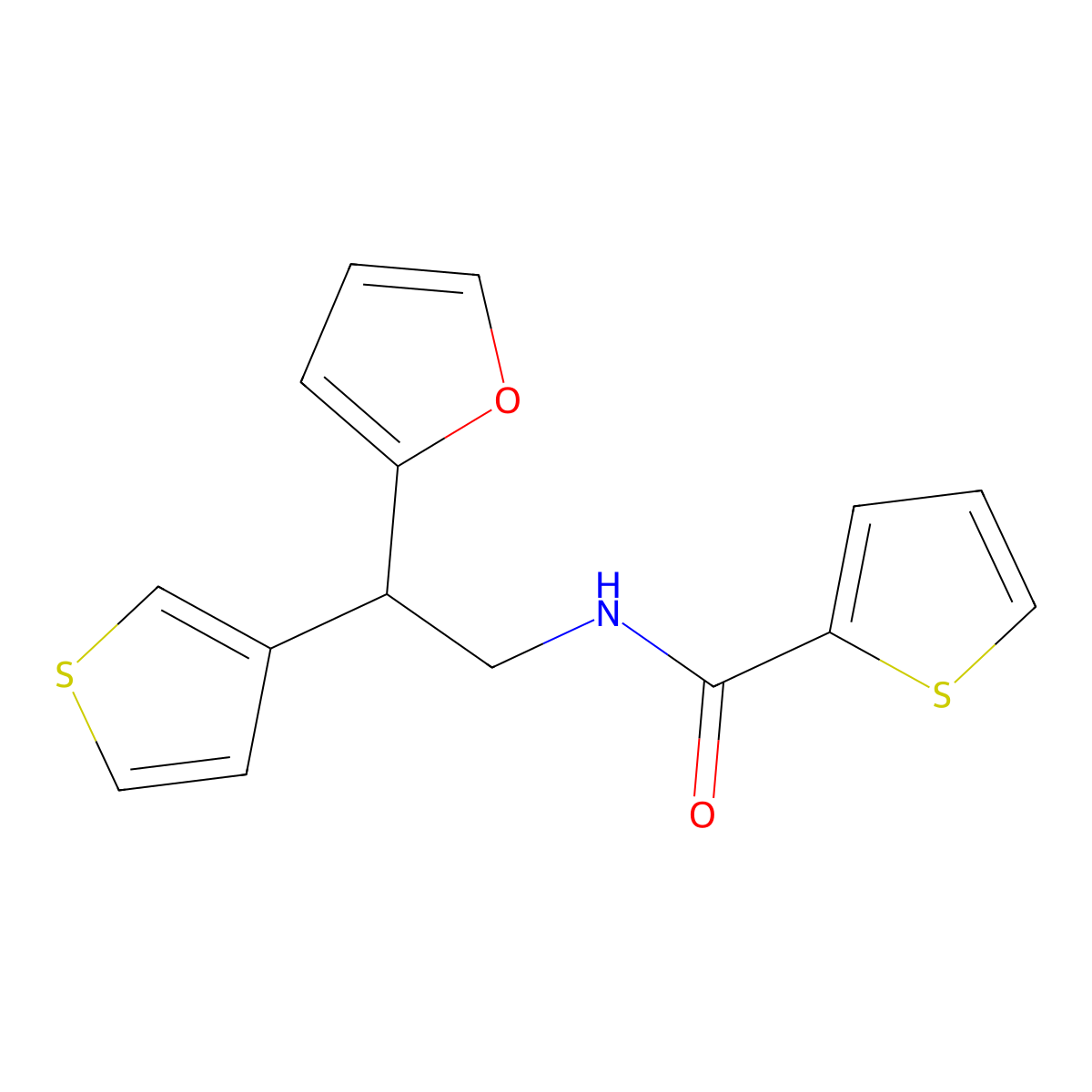 N-[2-(furan-2-yl)-2-(thiophen-3-yl)ethyl]thiophene-2-carboxamide molecular structure, CAS 2097858-65-4