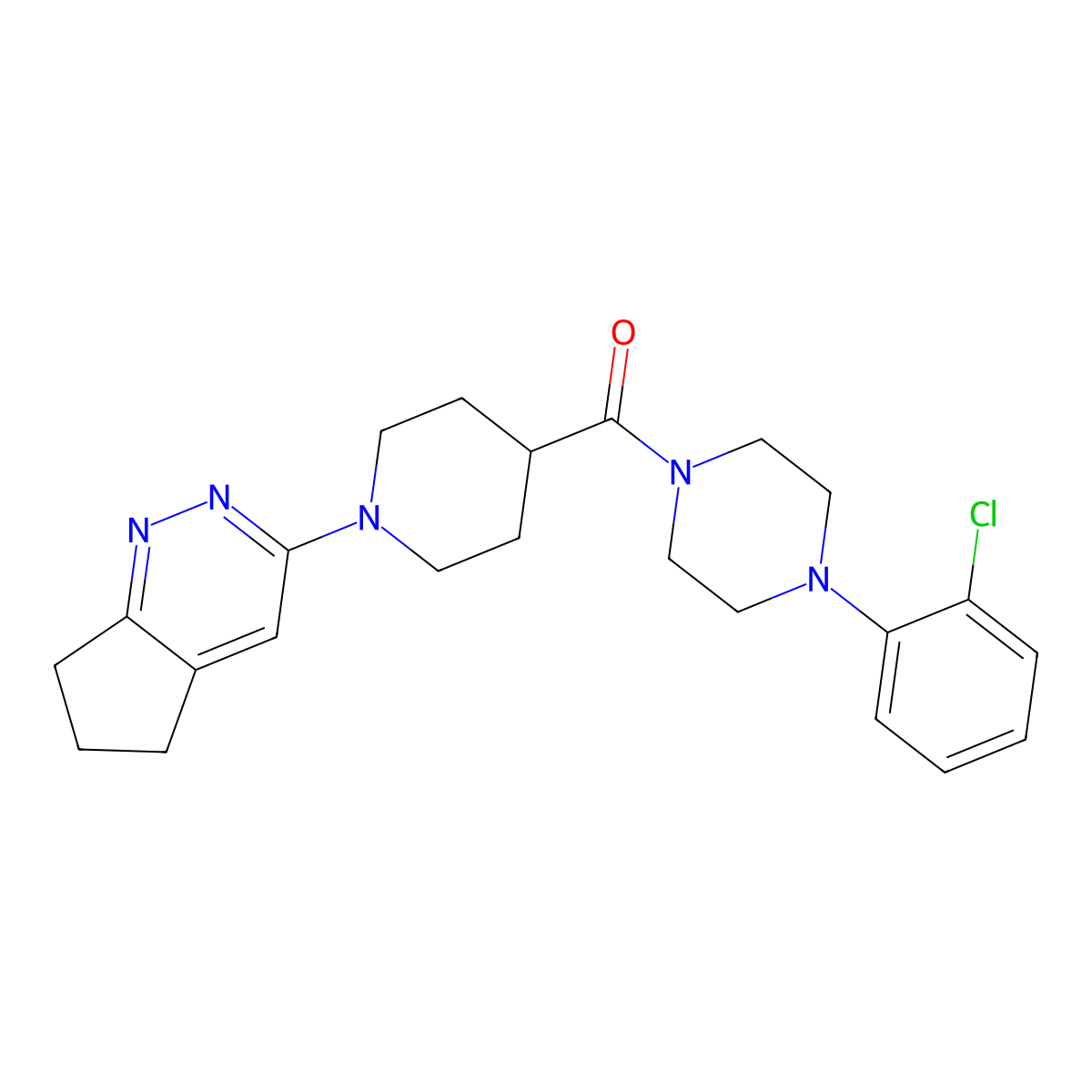 1-(2-chlorophenyl)-4-(1-{5H,6H,7H-cyclopenta[c]pyridazin-3-yl}piperidine-4-carbonyl)piperazine molecular structure, CAS 2097858-67-6