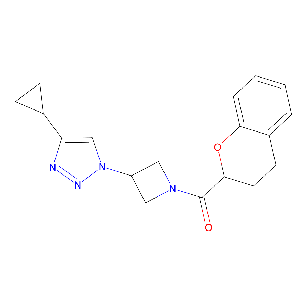 chroman-2-yl(3-(4-cyclopropyl-1H-1,2,3-triazol-1-yl)azetidin-1-yl)methanone molecular structure, CAS 2097858-76-7