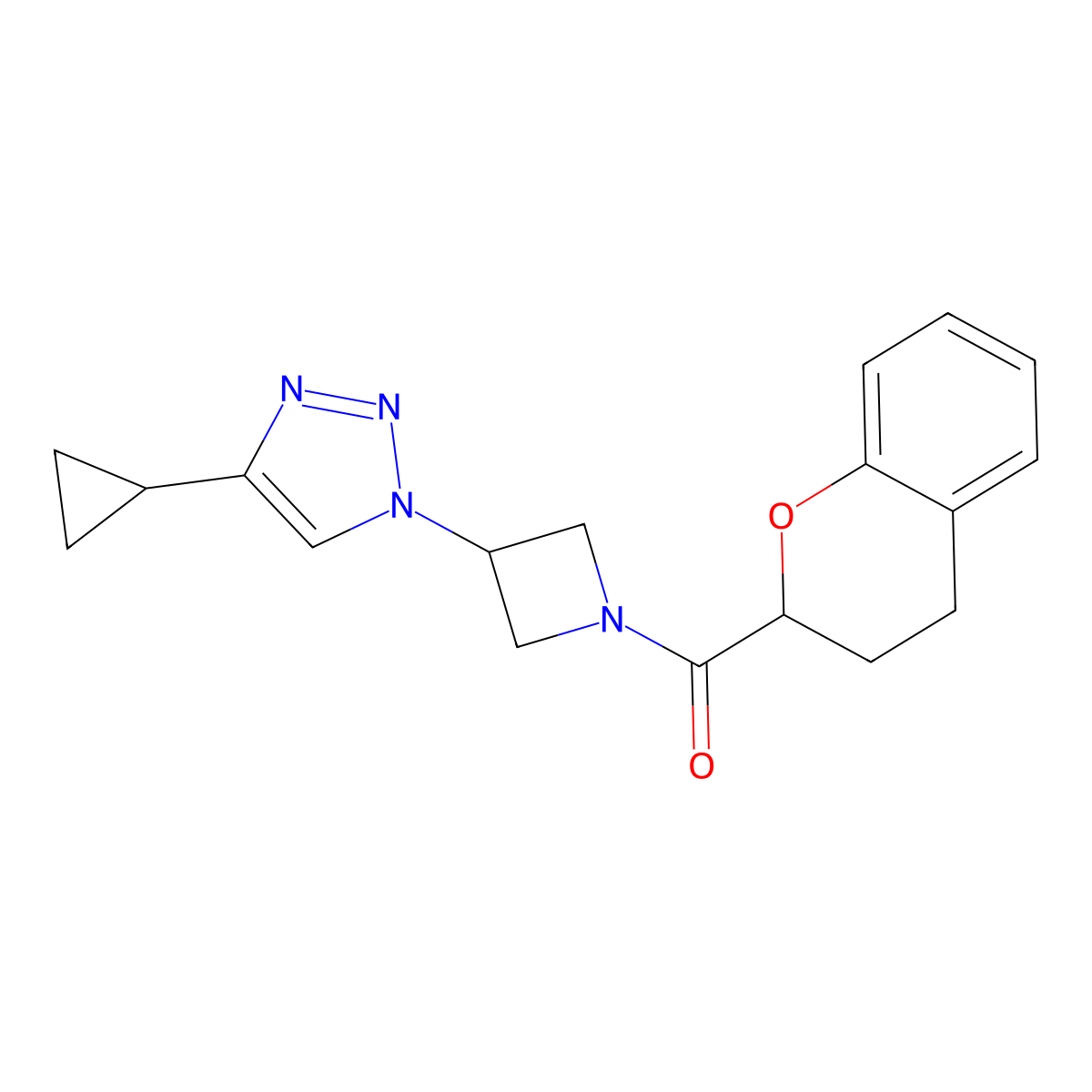 chroman-2-yl(3-(4-cyclopropyl-1H-1,2,3-triazol-1-yl)azetidin-1-yl)methanone molecular structure, CAS 2097858-76-7