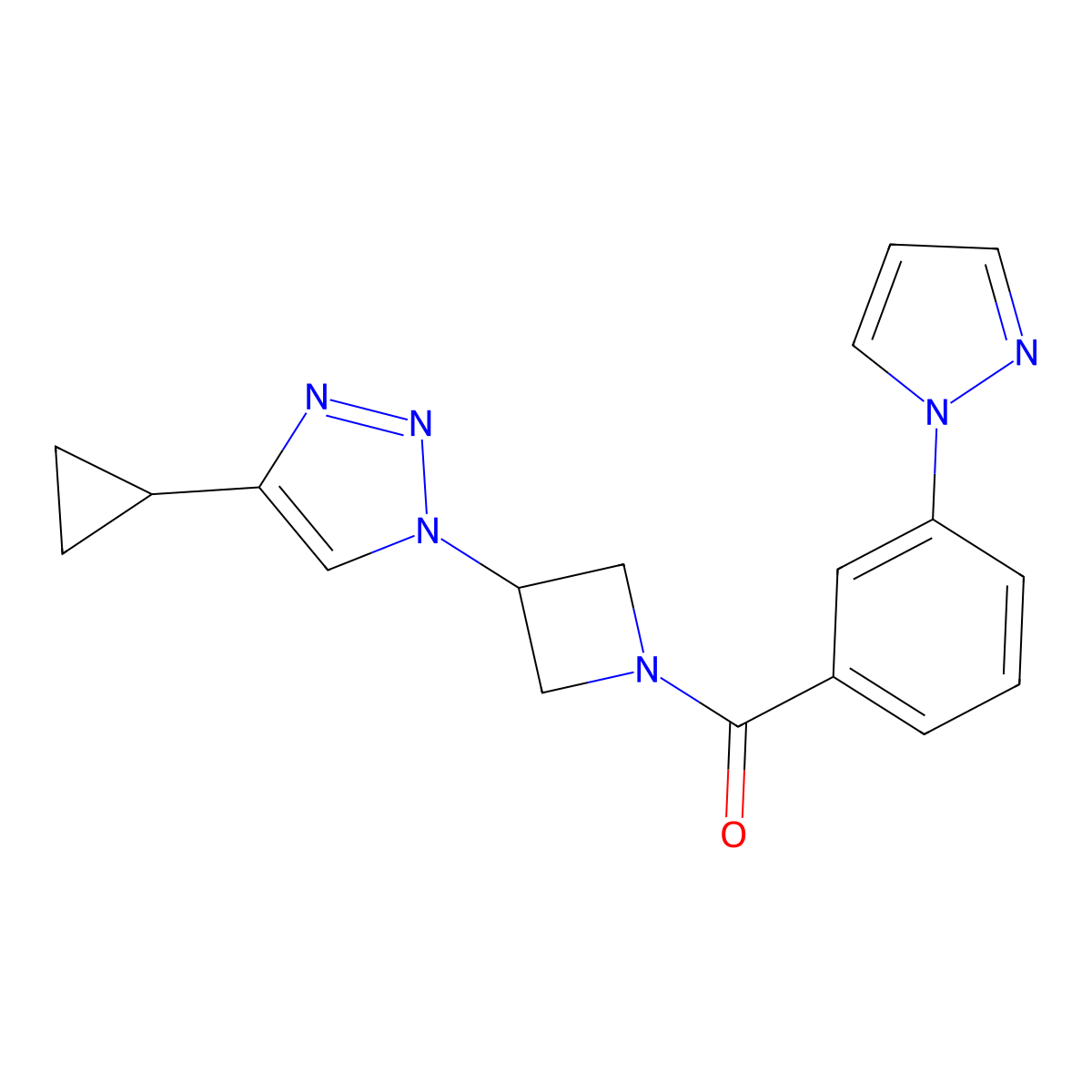 (3-(1H-pyrazol-1-yl)phenyl)(3-(4-cyclopropyl-1H-1,2,3-triazol-1-yl)azetidin-1-yl)methanone molecular structure, CAS 2097858-78-9