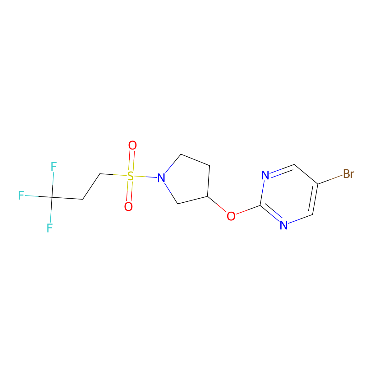 5-Bromo-2-{[1-(3,3,3-trifluoropropanesulfonyl)pyrrolidin-3-yl]oxy}pyrimidine molecular structure, CAS 2097858-79-0