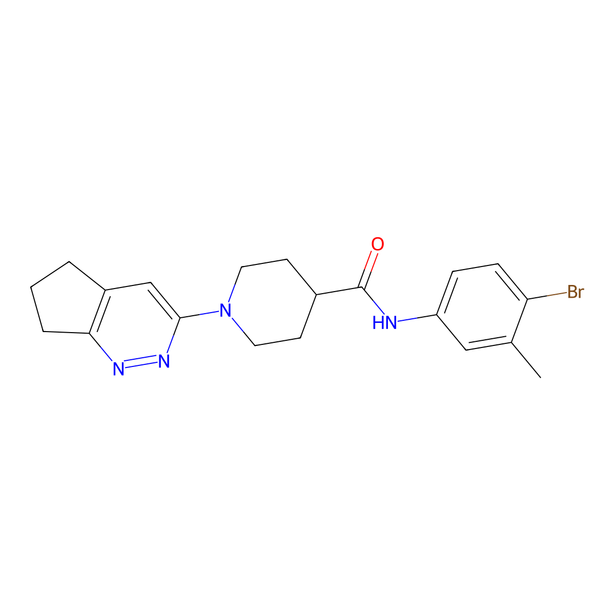 N-(4-bromo-3-methylphenyl)-1-{5H,6H,7H-cyclopenta[c]pyridazin-3-yl}piperidine-4-carboxamide molecular structure, CAS 2097858-83-6