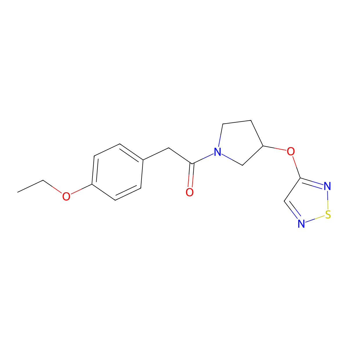 2-(4-Ethoxyphenyl)-1-[3-(1,2,5-thiadiazol-3-yloxy)pyrrolidin-1-yl]ethan-1-one molecular structure, CAS 2097858-85-8