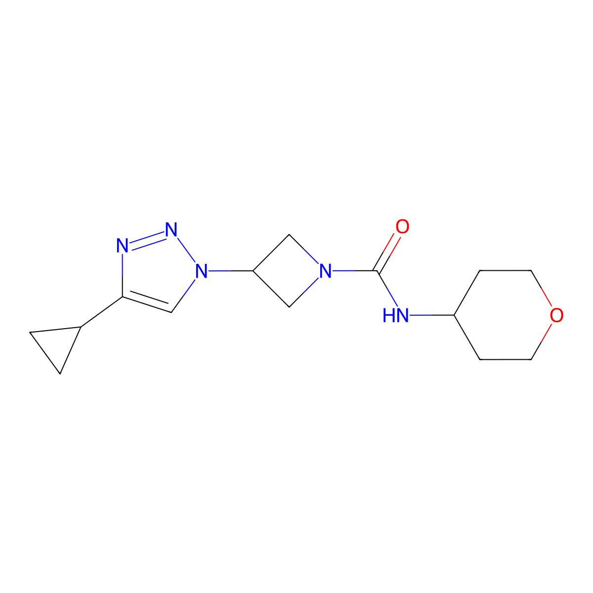 3-(4-cyclopropyl-1H-1,2,3-triazol-1-yl)-N-(tetrahydro-2H-pyran-4-yl)azetidine-1-carboxamide molecular structure, CAS 2097858-88-1