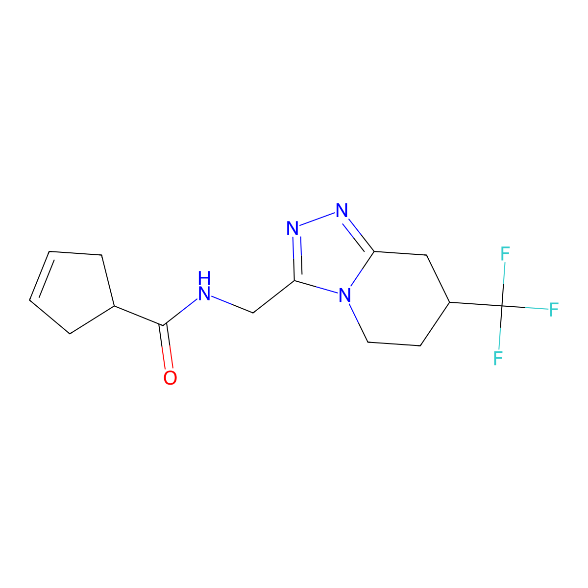 N-{[7-(trifluoromethyl)-5H,6H,7H,8H-[1,2,4]triazolo[4,3-a]pyridin-3-yl]methyl}cyclopent-3-ene-1-carboxamide molecular structure, CAS 2097858-89-2