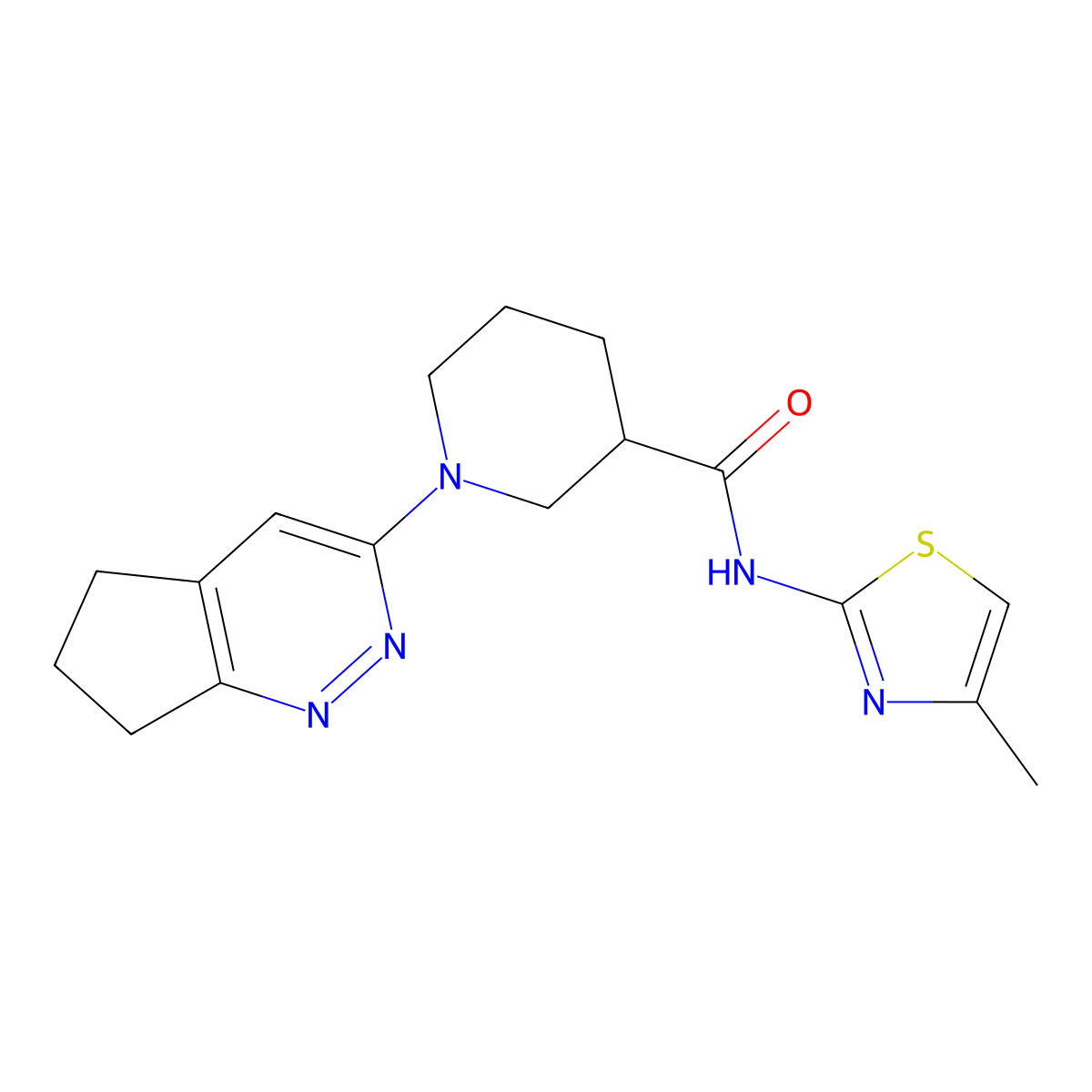 1-{5H,6H,7H-cyclopenta[c]pyridazin-3-yl}-N-(4-methyl-1,3-thiazol-2-yl)piperidine-3-carboxamide molecular structure, CAS 2097858-95-0
