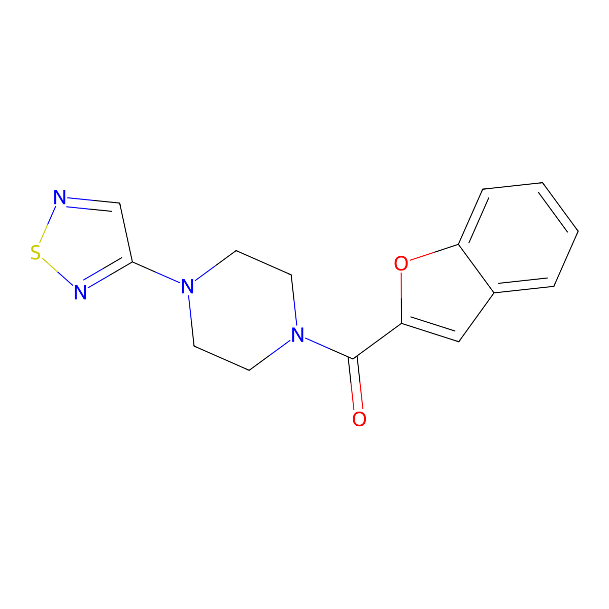 1-(1-Benzofuran-2-carbonyl)-4-(1,2,5-thiadiazol-3-yl)piperazine molecular structure, CAS 2097858-98-3