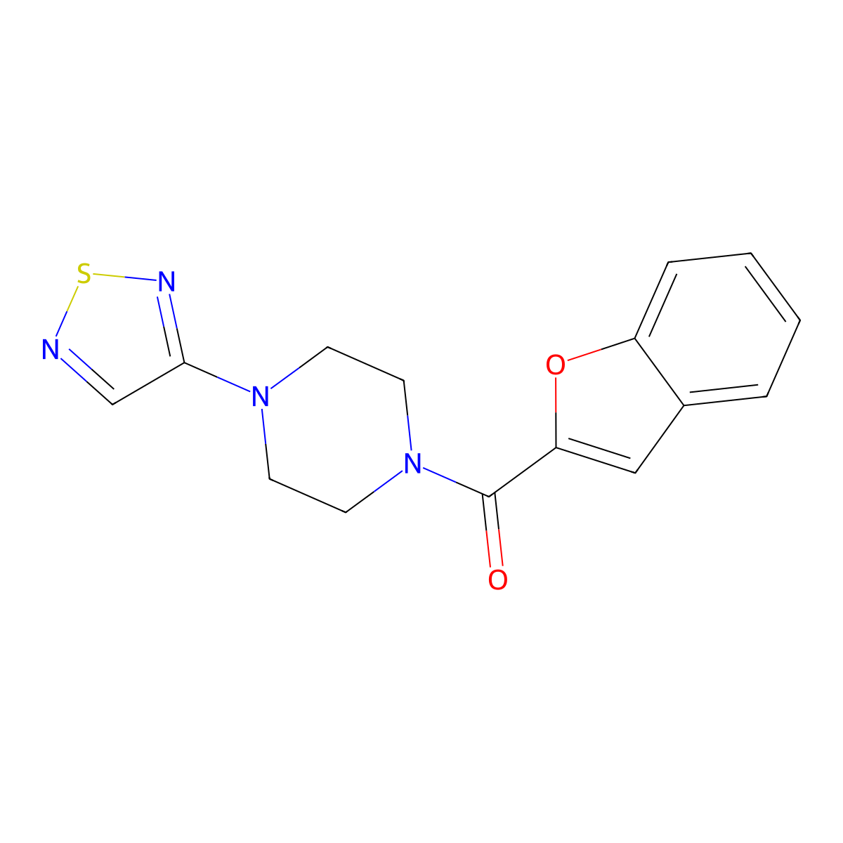 1-(1-Benzofuran-2-carbonyl)-4-(1,2,5-thiadiazol-3-yl)piperazine molecular structure, CAS 2097858-98-3